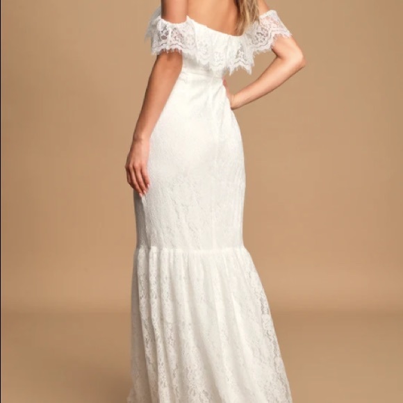 Lulus Off-The-Shoulder Ruffled Maxi Wedding Dress - Picture 3 of 5